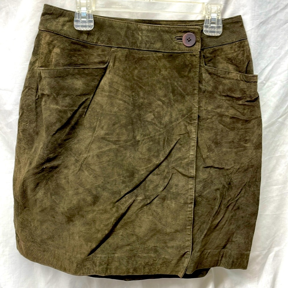 Vintage my weekend clothes lined leather 2 pocket wrap skirt sz 6